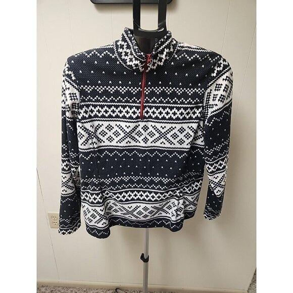 eddie bauer womens size L black fleece jacket half zip pullover native - Picture 3 of 10